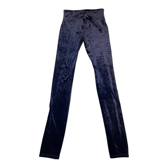 SPANX Navy Blue High Waist Velvet Velour Stretch Leggings Pants Women’s Medium - Picture 3 of 6